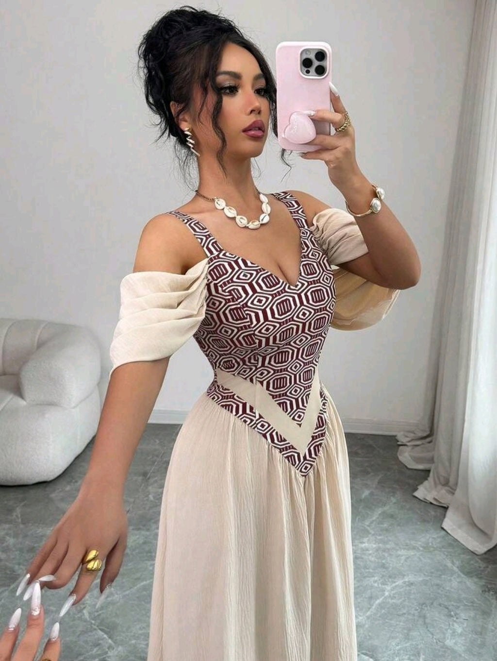 Elenzga Elegant Romantic Delicate Women's Dress, Spaghetti Strap Sexy Print A-Line Vacation