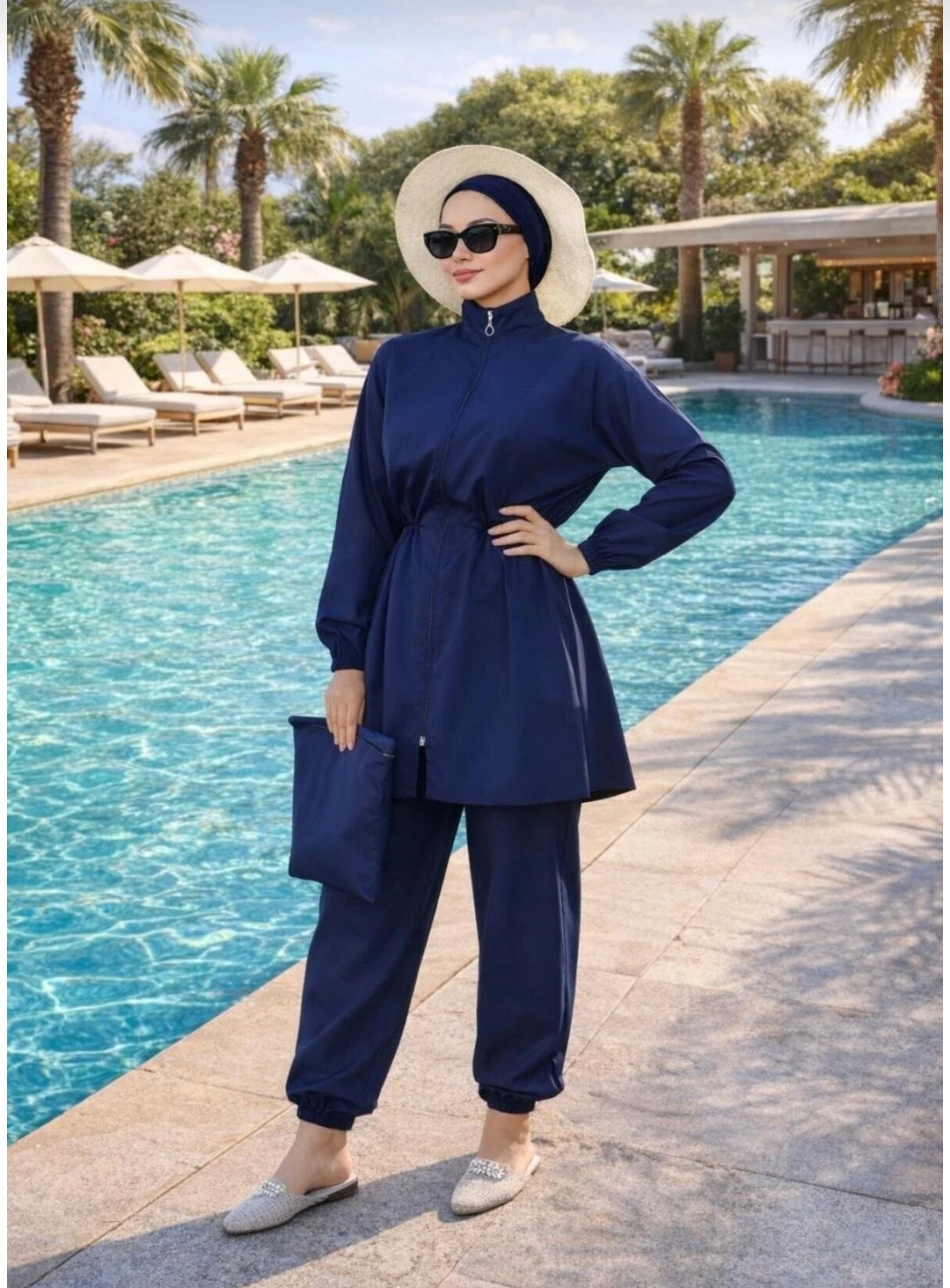 new ats Atlas Beli Elastic Hijab Swimsuit 4-Piece Set with Bag and Bonnet
Black