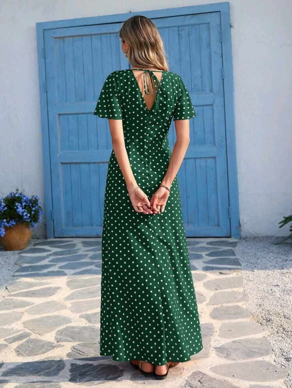Vivid Eden Wave Pattern V-Neck Short Sleeve Fitted Women's Dress Spring And Summer Outfits, Summer Clothes, Valentine Day, Vacation Outfits Woman, Beach Outfits For Woman, Festival, Romantic And Elegant Clothing, Bohemian, BOHO, Sweet, Rave Outfits Festiv