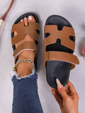 Women's Comfortable Open Toe Thick Sole Flat Sandals, Basic Daily Casual Vacation Beach Shoes
