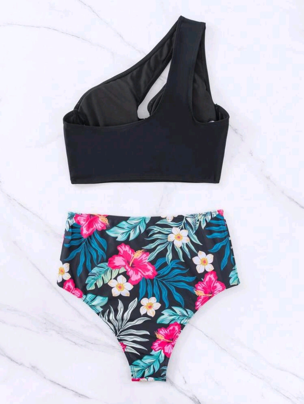 Swim Lushoire Summer Beach Plant Print Ruched Twist Front Push Up Bikini