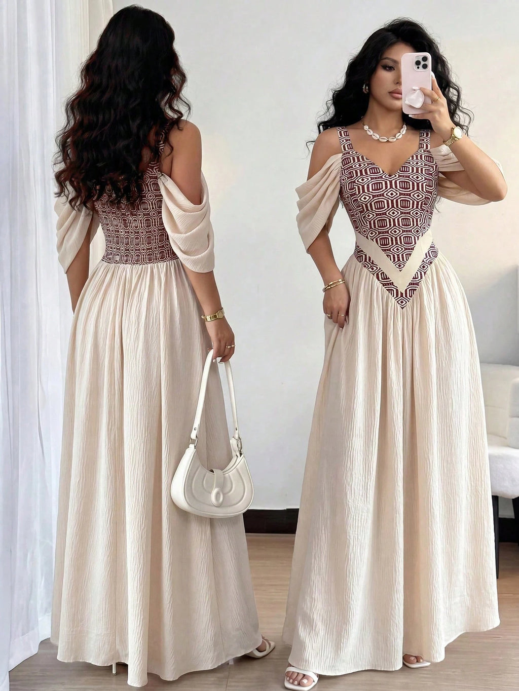 Elenzga Elegant Romantic Delicate Women's Dress, Spaghetti Strap Sexy Print A-Line Vacation