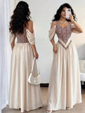 Elenzga Elegant Romantic Delicate Women's Dress, Spaghetti Strap Sexy Print A-Line Vacation