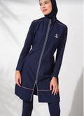 Pierre Cardin Long Sleeve Zippered Turtleneck Swimsuit