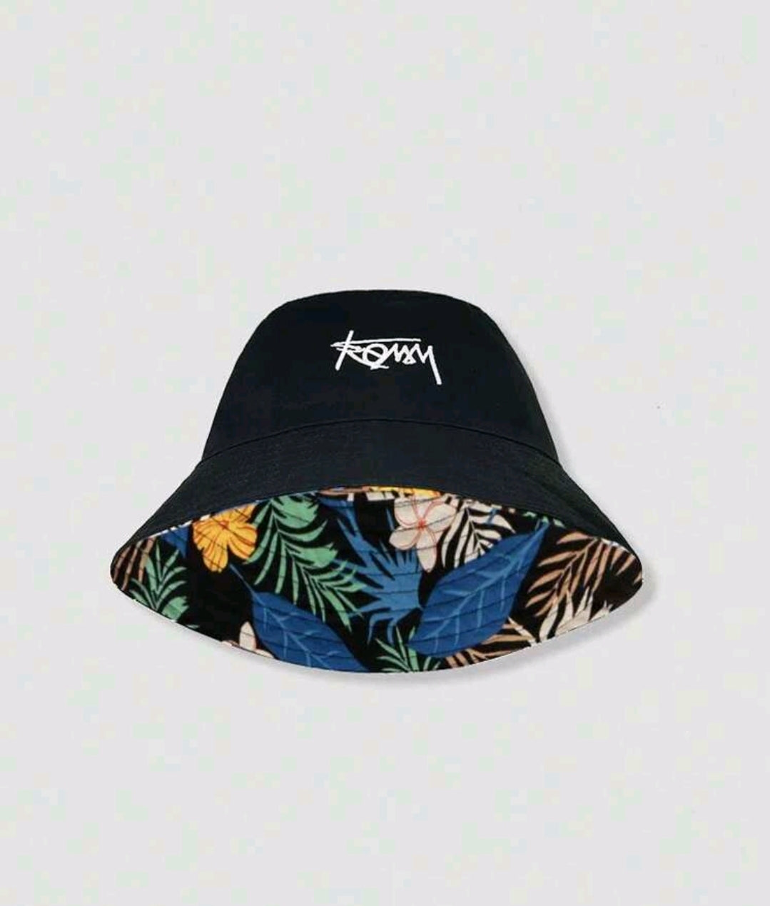 1pc Unisex Wide Brim Bucket Hat, Korean Style Letter Embroidery, Reversible Outdoor Sun Hat