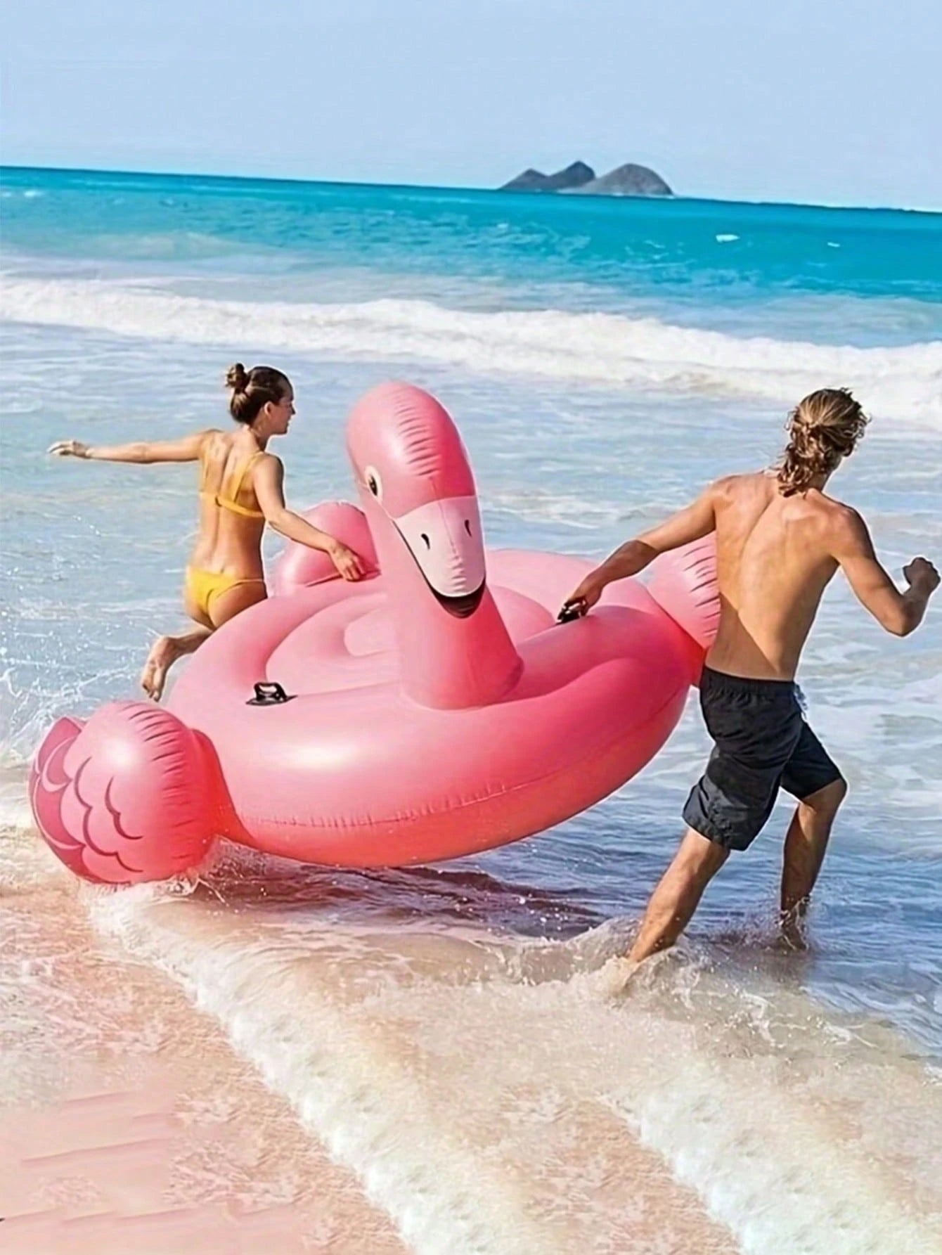 1pc Flamingo Shaped Inflatable Pool Float With Handle, Adult Size, Made Of Durable PVC Material, Lightweight And Comfortable, Suitable For Beach And Pool Parties, Pool Inflatable, Beach Essentials, Pool Float