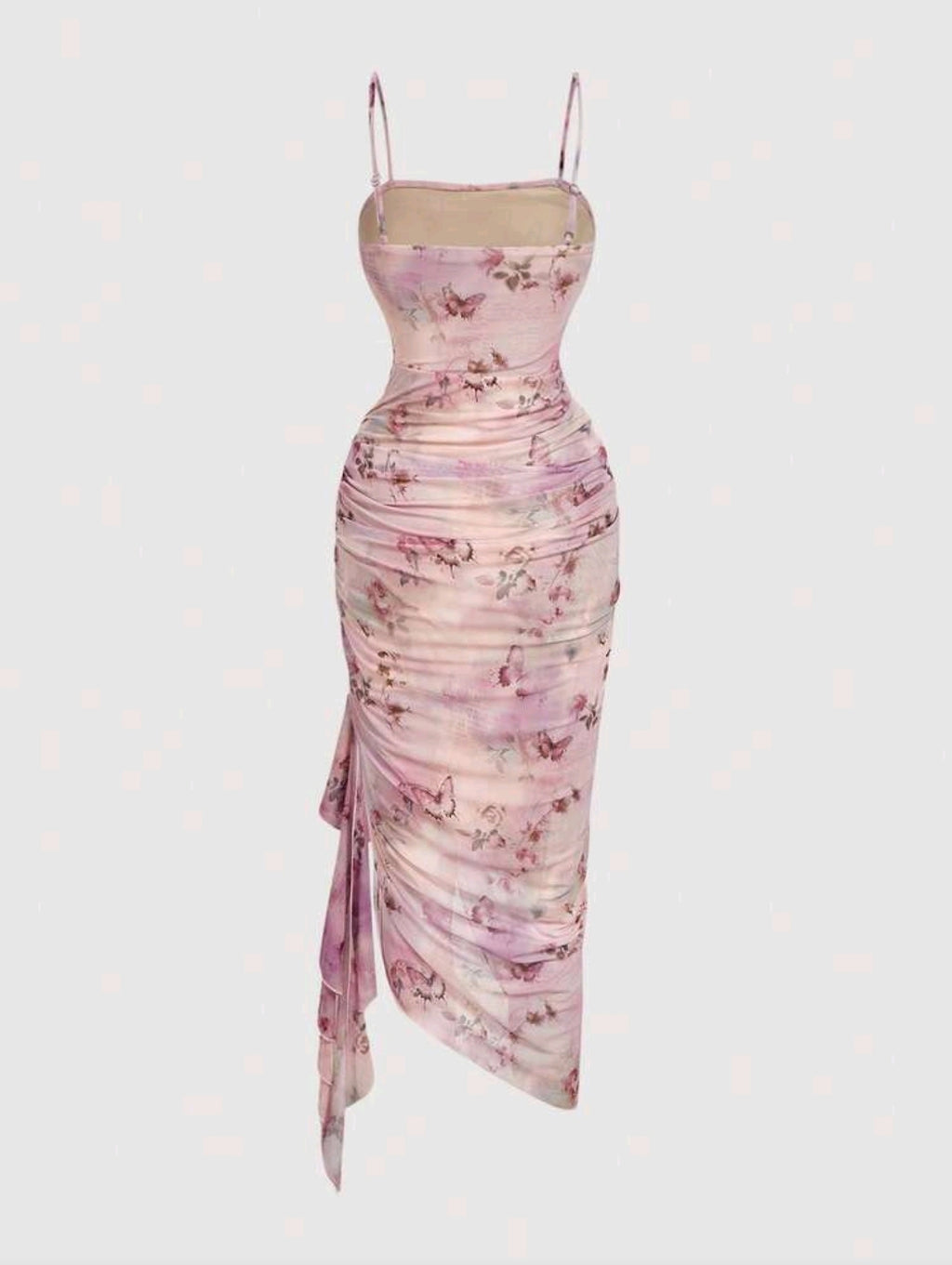 MOD Plus Size Women's Vintage Tie-Dye Butterfly Print Ruched Ruffle Hem Asymmetrical Hem Dress,Valentine's Day,Valentine Outfits For Women,Carnival,Carnival,Cocktail Dress,Dinner Dress,Prom Dress,Birthday Dress,Summer Dress,Party Dress,Vacation Outf