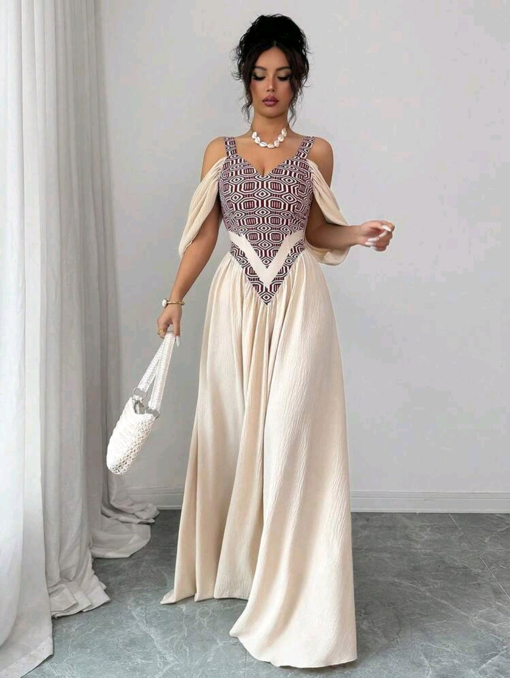 Elenzga Elegant Romantic Delicate Women's Dress, Spaghetti Strap Sexy Print A-Line Vacation