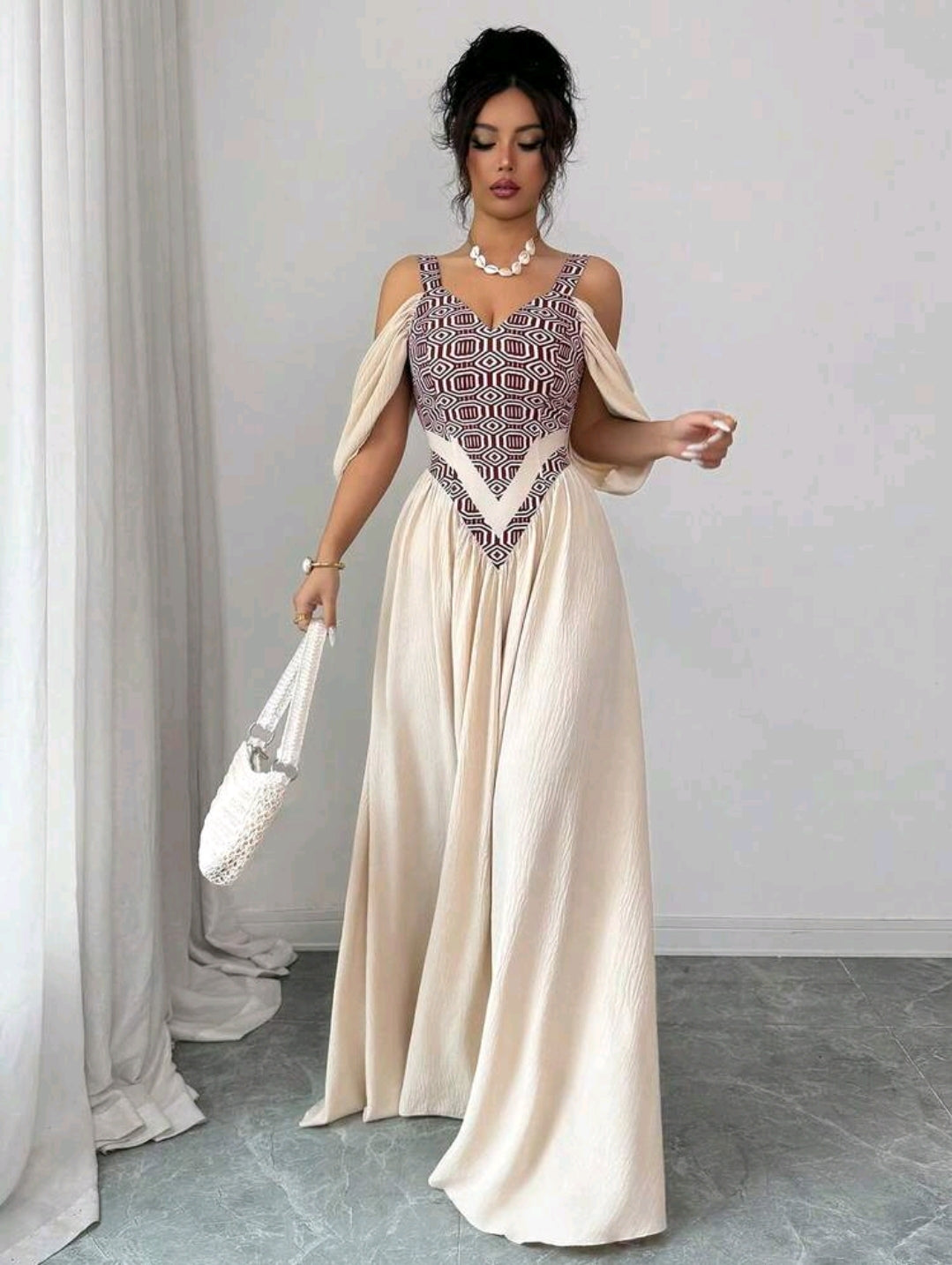 Elenzga Elegant Romantic Delicate Women's Dress, Spaghetti Strap Sexy Print A-Line Vacation