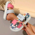 Women's Thick Sole Minimalist Fashion Dopamine Graffiti Print Hook And Loop Sandals