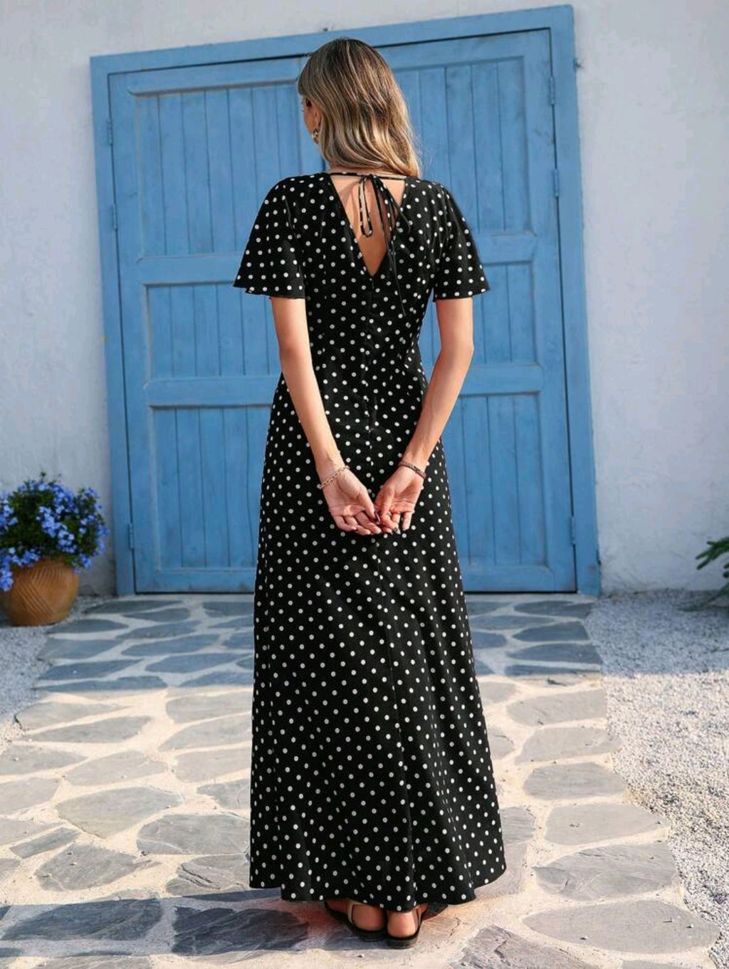 Vivid Eden Wave Pattern V-Neck Short Sleeve Fitted Women's Dress Spring And Summer Outfits, Summer Clothes, Valentine Day, Vacation Outfits Woman, Beach Outfits For Woman, Festival, Romantic And Elegant Clothing, Bohemian, BOHO, Sweet, Rave Outfits Festiv