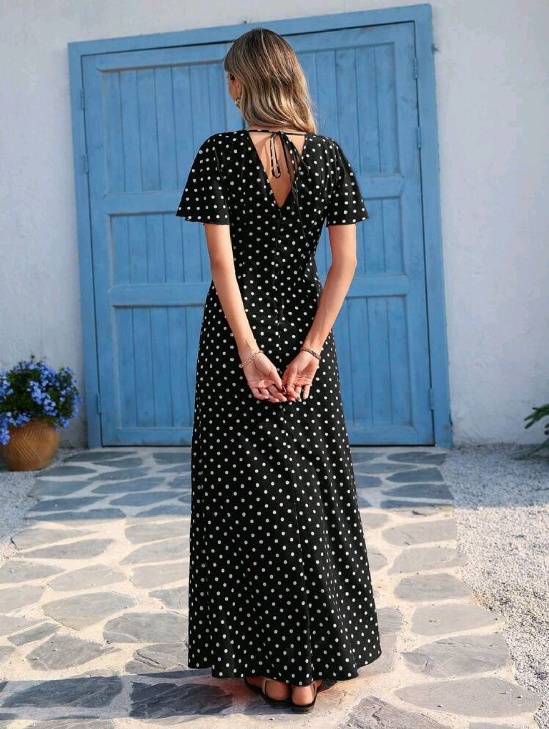 Vivid Eden Wave Pattern V-Neck Short Sleeve Fitted Women's Dress Spring And Summer Outfits, Summer Clothes, Valentine Day, Vacation Outfits Woman, Beach Outfits For Woman, Festival, Romantic And Elegant Clothing, Bohemian, BOHO, Sweet, Rave Outfits Festiv