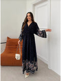mezqa Wrap Collar Patterned Summer Viscose Dress Patterned