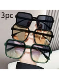 3pcs Unisex Fashion Square Glasses, Minimalist Classic Eyewear