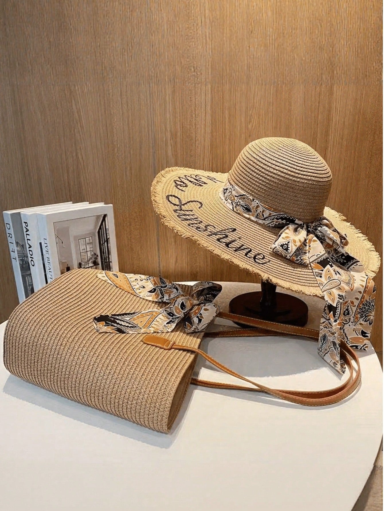 1 Hat + 1 Bag Set, Suitable For Women's Daily Wear And Outings,Beach,Travel