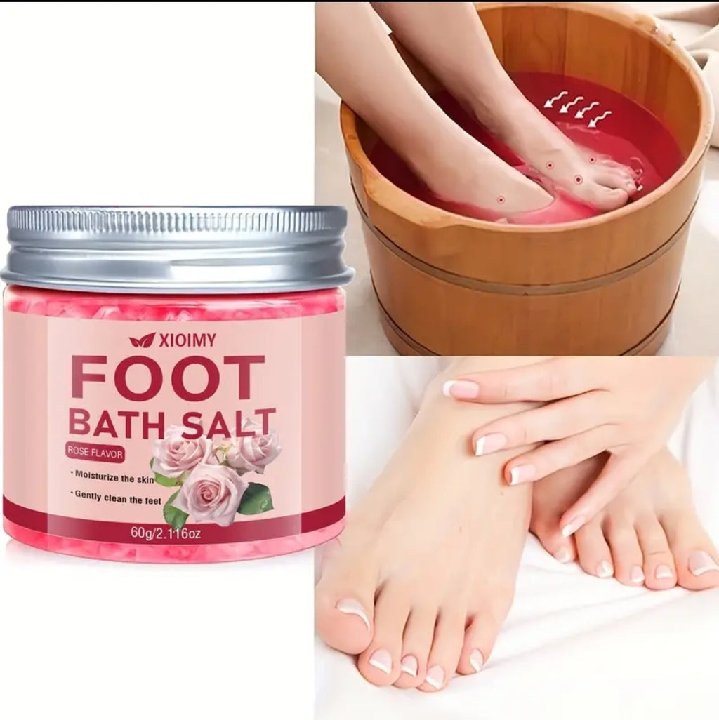 XIOIMY Rose Foot Bath Salt -60g, deep cleansing and moisturizing foot bath salt, emits a delicate floral fragrance, keeps feet soft and smooth, suitable for DIY foot spa at home, suitable for cracked feet - perfect gift for women