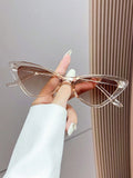 1pc Fashionable Cat-Eye Summer Vacation Small Frame Men And Women Personalized Y2K Beach Glasses For Summer Beach Vacation, Outdoor, Travel