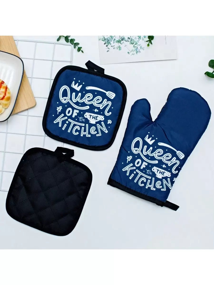 2pcs Kitchen Microwave Oven Gloves, Heat Resistant Gloves In Black, Grey, Green, And Pink, Thick & Durable For Baking & Cooking