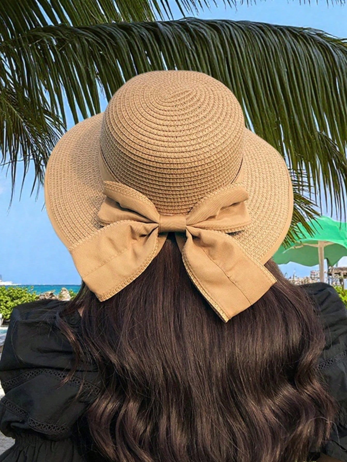 Fashion Straw Hat, Sun Hat, Casual Bowknot Decor Hat For Women, UV Protection, Suitable For Outdoor, Beach, Lightweight And Stylish