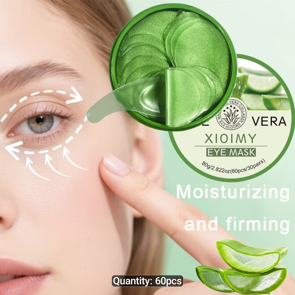 60pcs Aloe Vera and Collagen Eye Masks, Intensely Moisturizing, for Delicate and Firm Eye Area Skin, Adds Radiance and Elasticity, Eliminates Dryness and Dullness, Eye Care, Skin Care, Eye Masks