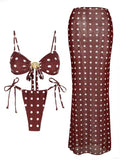Chic Strapless Swimsuit Polka Dot 3 Piece Bikini Elegant
High Waist Beach Skirt 2025 New Bathing Suit with Cover