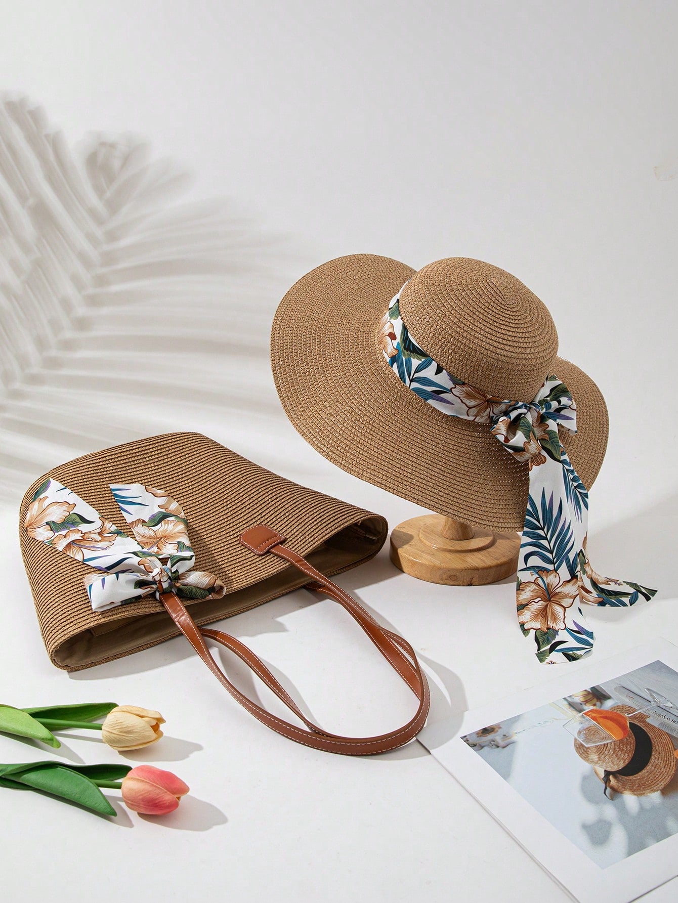 1 Hat + 1 Bag Set, Suitable For Women's Daily Wear And Outings,Beach,Travel