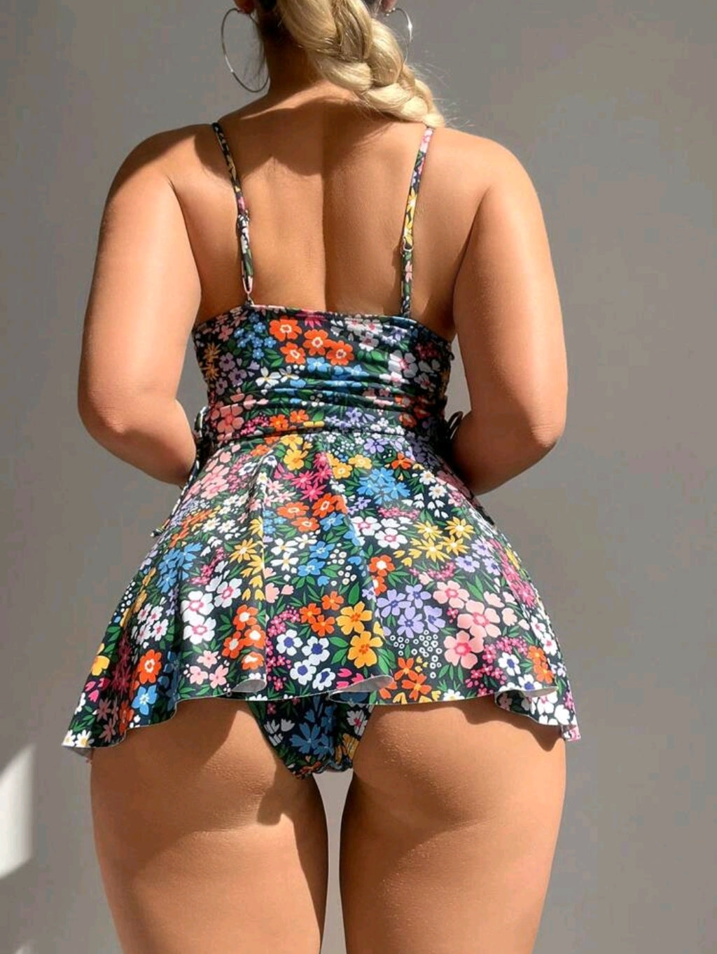 Swim Vcay Holiday Beach Ditsy Floral Spaghetti Strap Dress Tankini Set Summer
