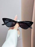 1pc Fashionable Cat-Eye Summer Vacation Small Frame Men And Women Personalized Y2K Beach Glasses For Summer Beach Vacation, Outdoor, Travel