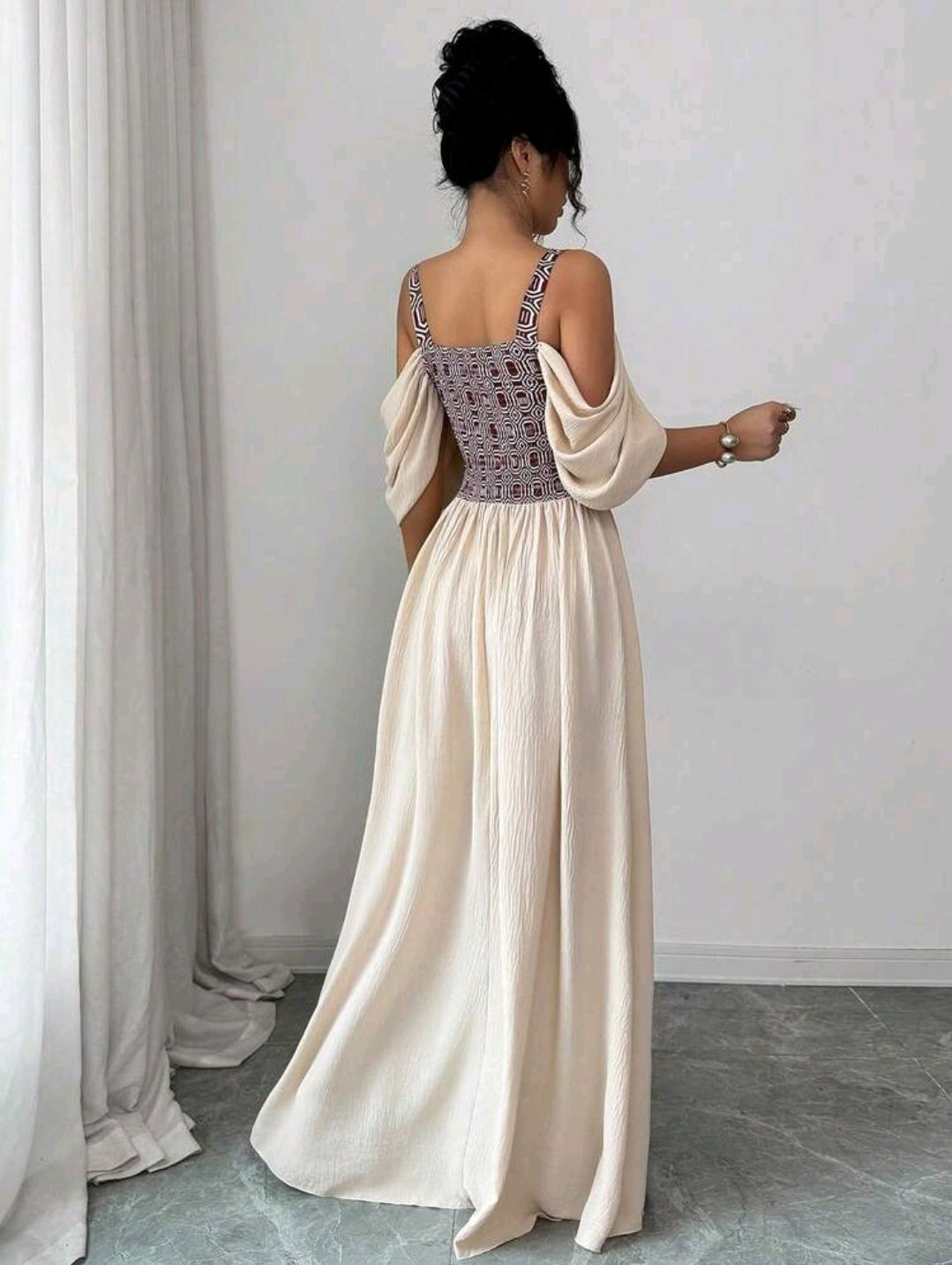 Elenzga Elegant Romantic Delicate Women's Dress, Spaghetti Strap Sexy Print A-Line Vacation