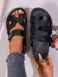 Women's Comfortable Open Toe Thick Sole Flat Sandals, Basic Daily Casual Vacation Beach Shoes