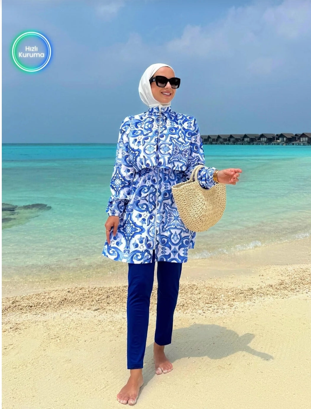 Ka Hijab Sea Full Covered 2-Piece Hijab Swimsuit - Blue