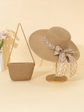 Women's Sun Hat Beach Hat Summer Straw Hat Bow Hat Set, Straw Crossbody Bag, Travel Essential Holiday Decoration
