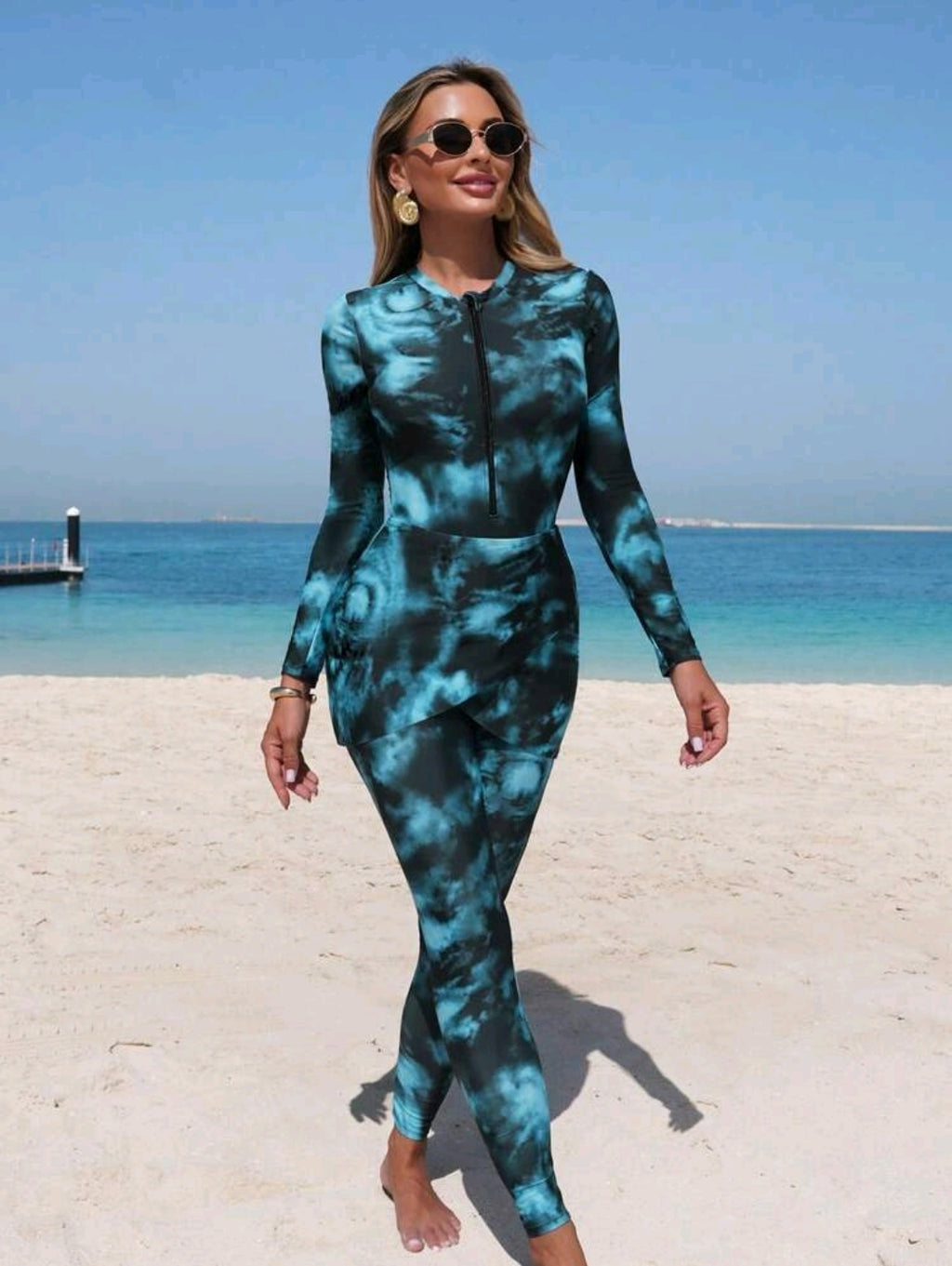 Swim Mulvari Printed Fabric Elegant & Conservative Ladies Swimwear Set