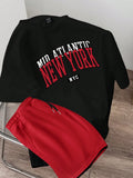 Manfinity Hypemode Standard Size Men's Black Top And Green Bottom T-Shirt Set