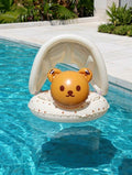 Shiny Colorful Sequin Inflatable Swim Ring With Steering Wheel, Anti-Flip Pool Beach Float