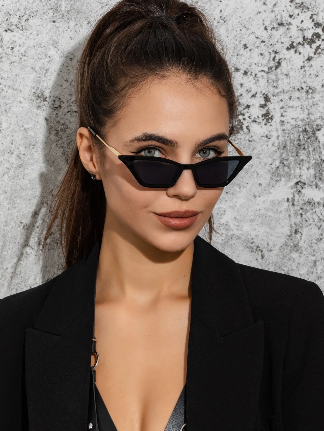1pc Women Fashion Semi-Metallic Cat Eye Small Frame Vintage Elegant Sexy Outdoor Street Style Versatile Fashion Glasses, Suitable For Daily, Vacation Travel Wear Beach Accessories For Women Glasses Shades Basics Fall Winter Women Outfits Clothes Business
